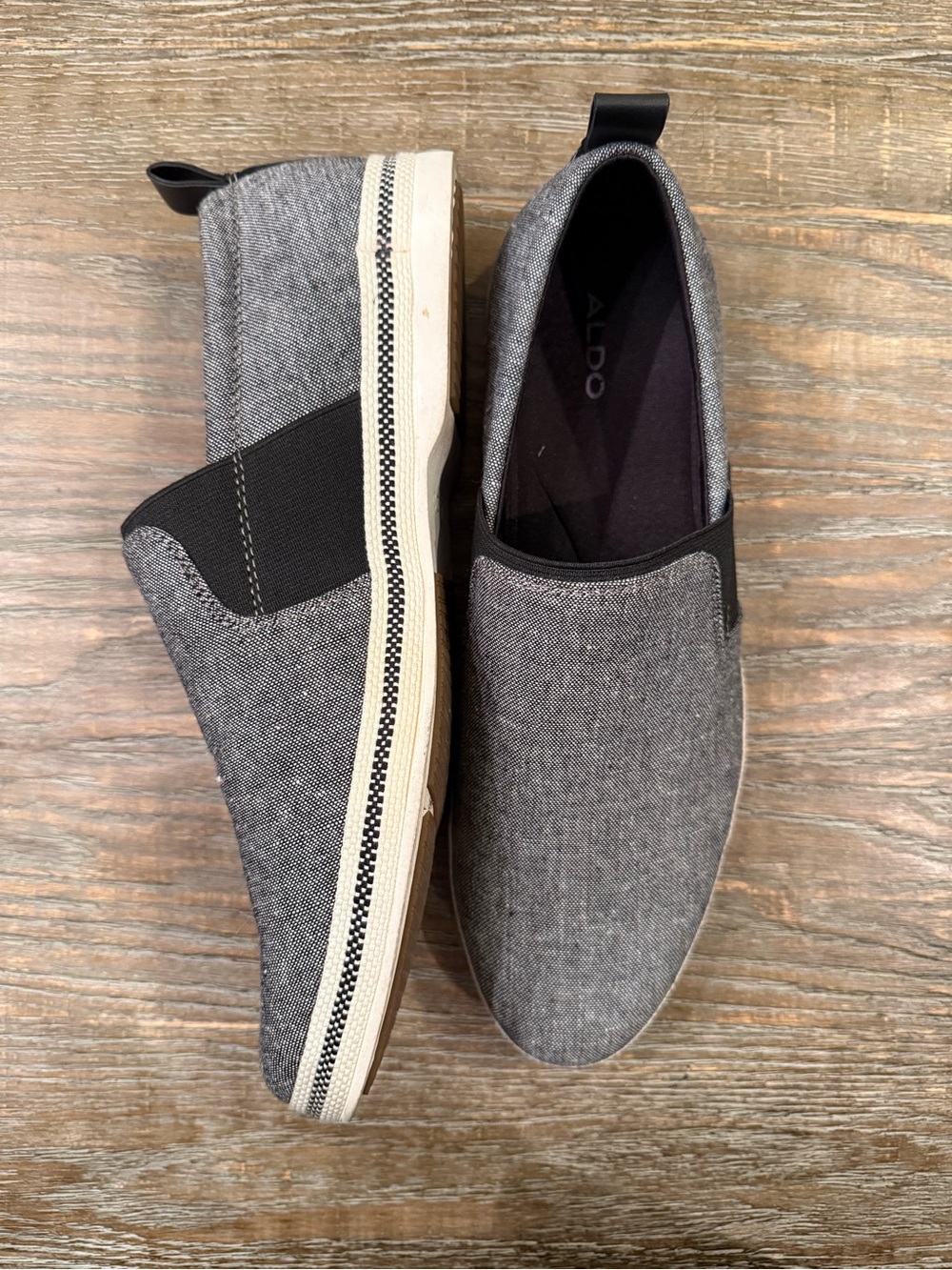 NEW IN BOX. Aldo Men’s Size 9.5 Hutch Black and Gray Slip-On Canvas Loafers